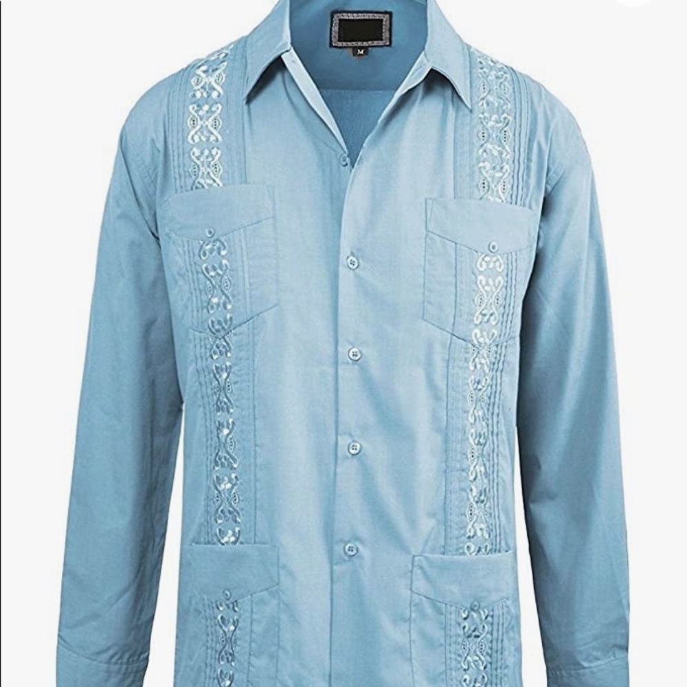 Maximos Men's Long Sleeve Button-Up Embroidered M